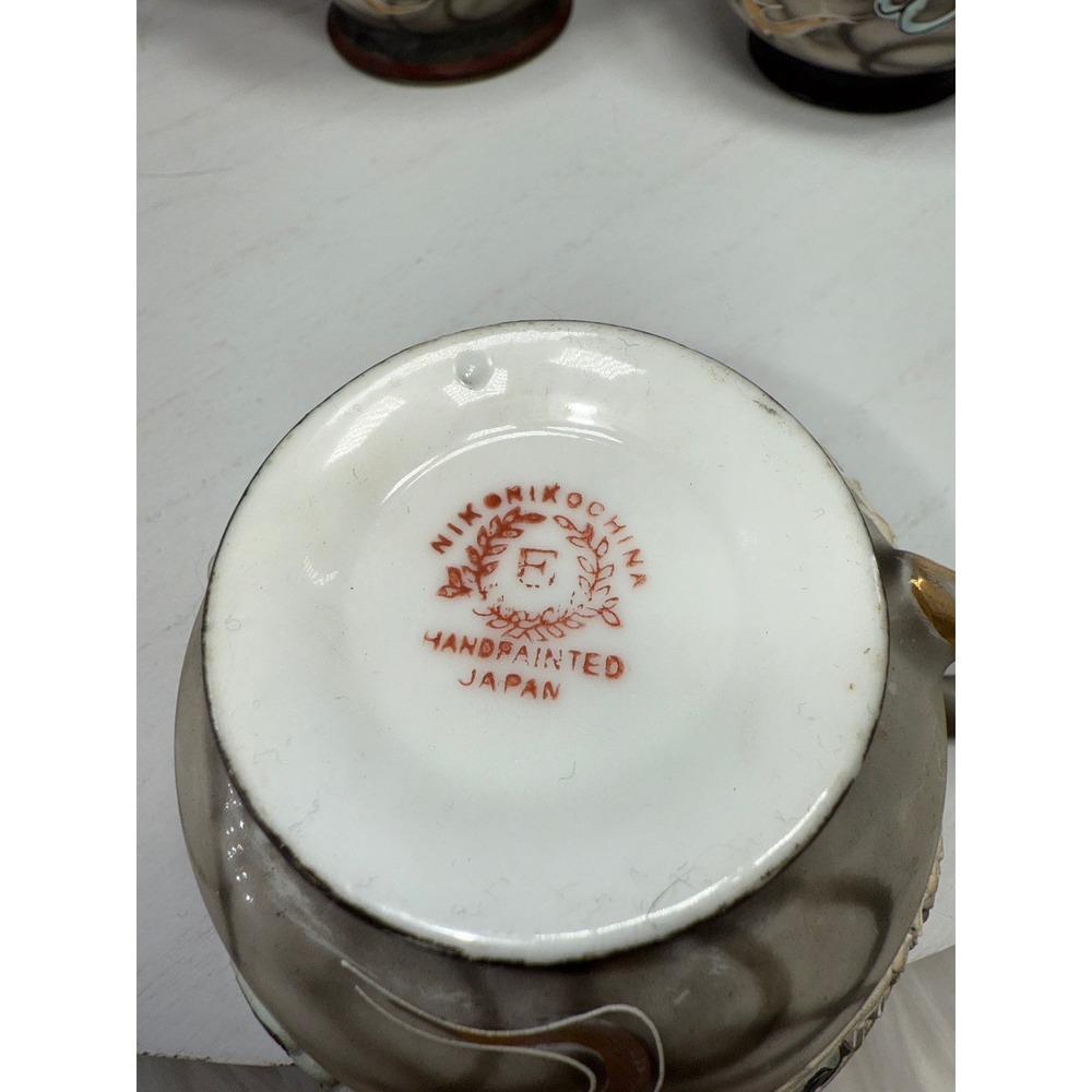 Vintage Handpainted Japan Dragon Creamer Pitcher and Two Cups Set Nikko - Picture 6 of 13
